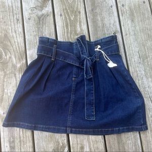 NWT Altar’d State Dark Wash Denim Skirt Belted Pleated XS